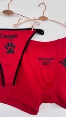 Sevgili Kombini - Cougar Baskılı KIRMIZI İç Çamaşırı Takımı