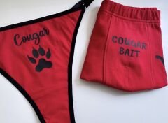 Sevgili Kombini - Cougar Baskılı KIRMIZI İç Çamaşırı Takımı