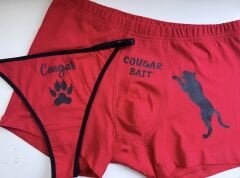Sevgili Kombini - Cougar Baskılı KIRMIZI İç Çamaşırı Takımı