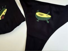 Sevgili Kombini - Avokado Baskılı SİYAH İç Çamaşırı Takımı