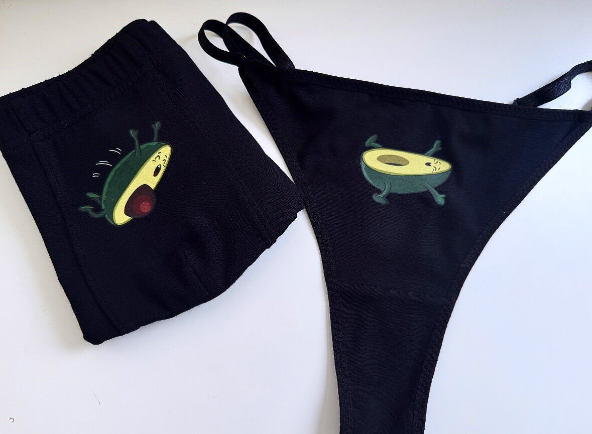 Sevgili Kombini - Avokado Baskılı SİYAH İç Çamaşırı Takımı