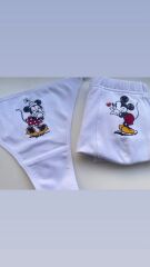 Sevgili Kombini - Miki Fare Baskılı BEYAZ İç Çamaşırı Takımı