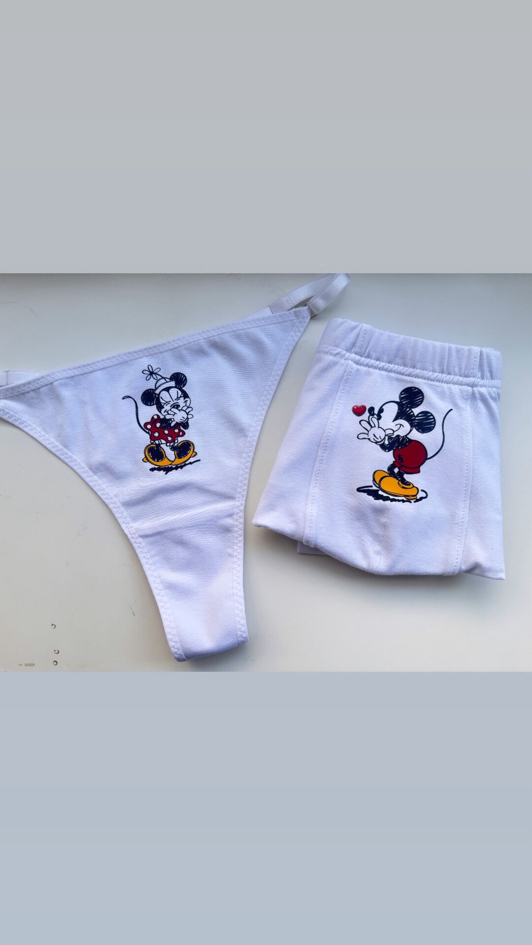 Sevgili Kombini - Miki Fare Baskılı BEYAZ İç Çamaşırı Takımı