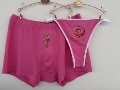 Sevgili Kombini - Donut Baskılı PEMBE İç Çamaşırı Takımı