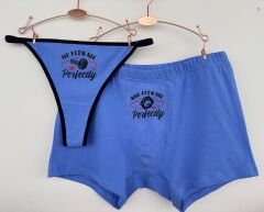 Sevgili Kombini - FitsMe Baskılı MAVİ İç Çamaşırı Takımı