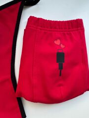 Sevgili Kombini - Please Charge Baskılı KIRMIZI İç Çamaşırı Takımı