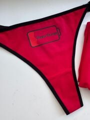 Sevgili Kombini - Please Charge Baskılı KIRMIZI İç Çamaşırı Takımı