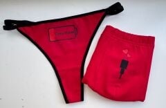 Sevgili Kombini - Please Charge Baskılı KIRMIZI İç Çamaşırı Takımı