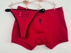 Sevgili Kombini - Please Charge Baskılı KIRMIZI İç Çamaşırı Takımı