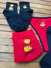 Çoraplı İç Çamaşırı Takımı - I'm Hungry KIRMIZI  Çift Boxer Takımı