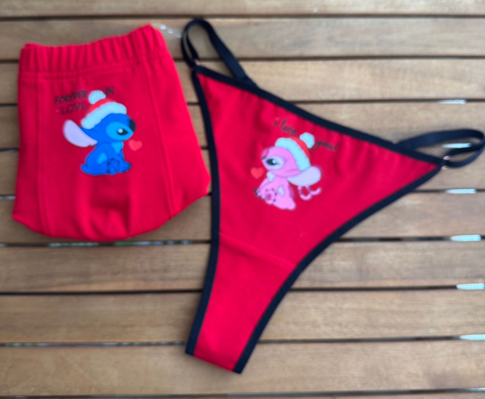 Sevgili Kombini -Stitch Forever in Love Çift Boxer Takımı